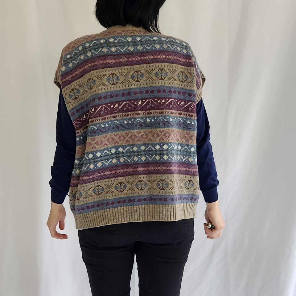 90s Gray, Blue, and Purple Wool Blend Sweater Vest