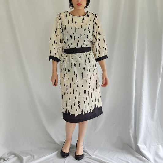 80s Black and White Spotted Dress