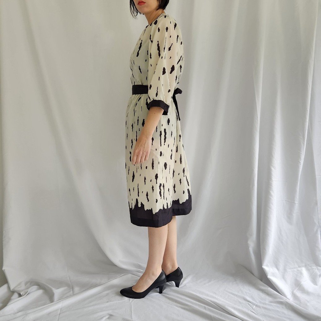 80s Black and White Spotted Dress