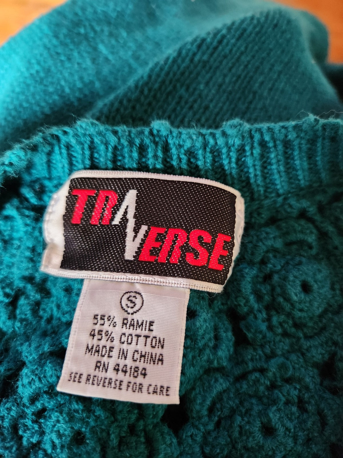 80s Teal Cardigan with Crochet Collar