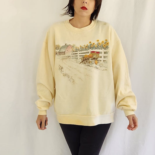 00s Grandmacore Fall Scene Crew Neck Sweatshirt