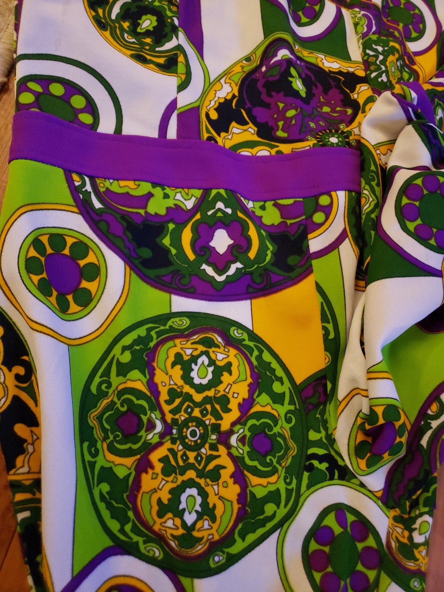 70s Purple, Green, and Yellow Groovy Jumpsuit