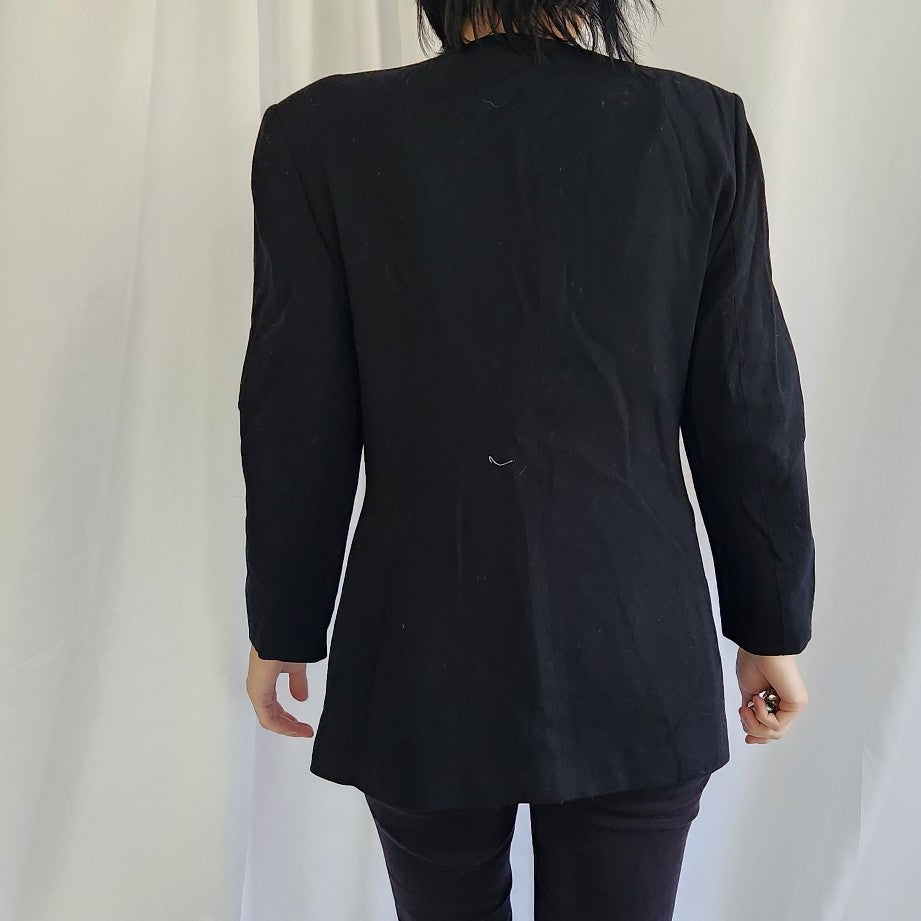 90s Black Worsted Wool Blazer
