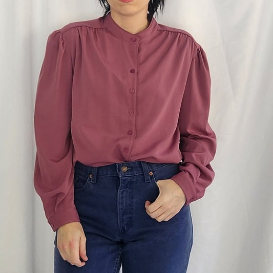 80s Mauve Button Down Blouse