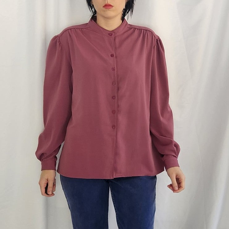 80s Mauve Button Down Blouse