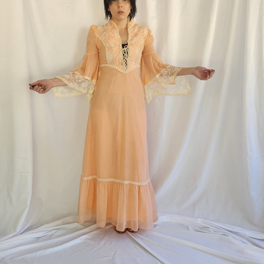 70s Pink Home Made Prairie Dress