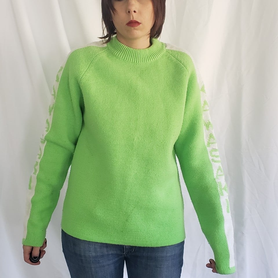 70s Neon Green Kawasaki Sweater