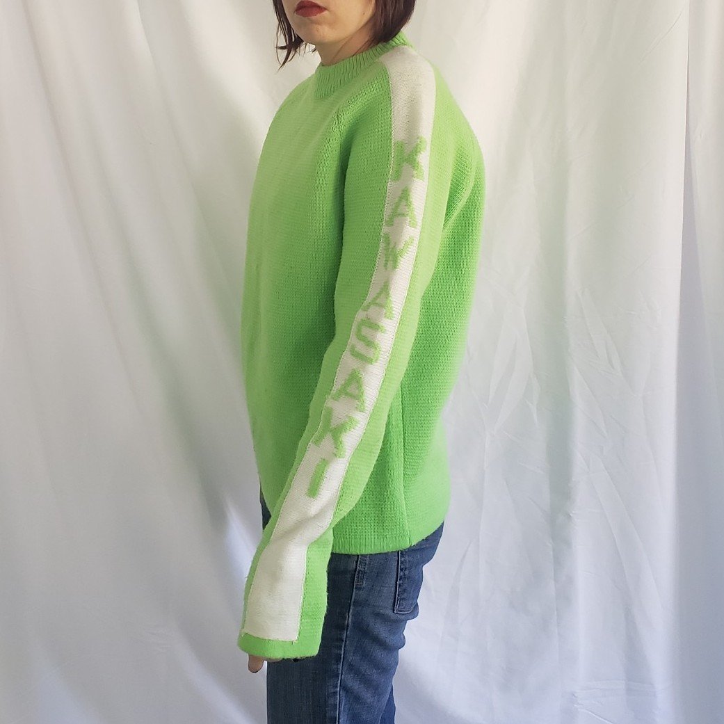 70s Neon Green Kawasaki Sweater