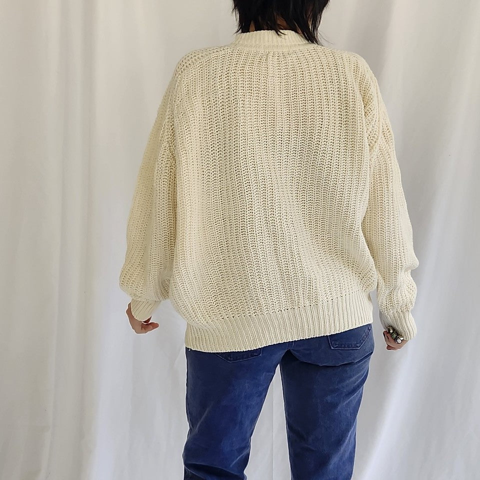 90s Ivory Ramie and Cotton Sweater