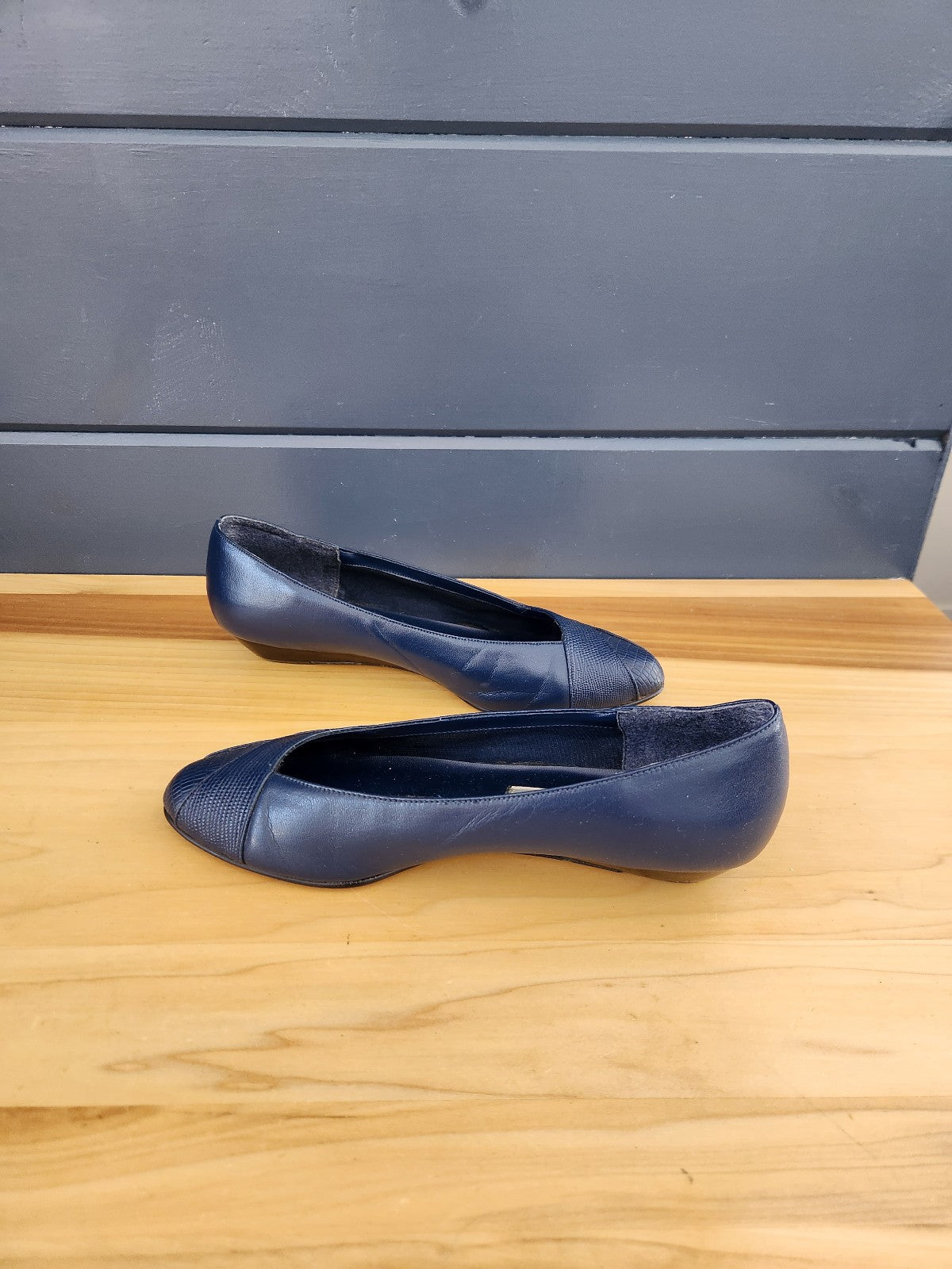 80s Blue Faux Leather Flats