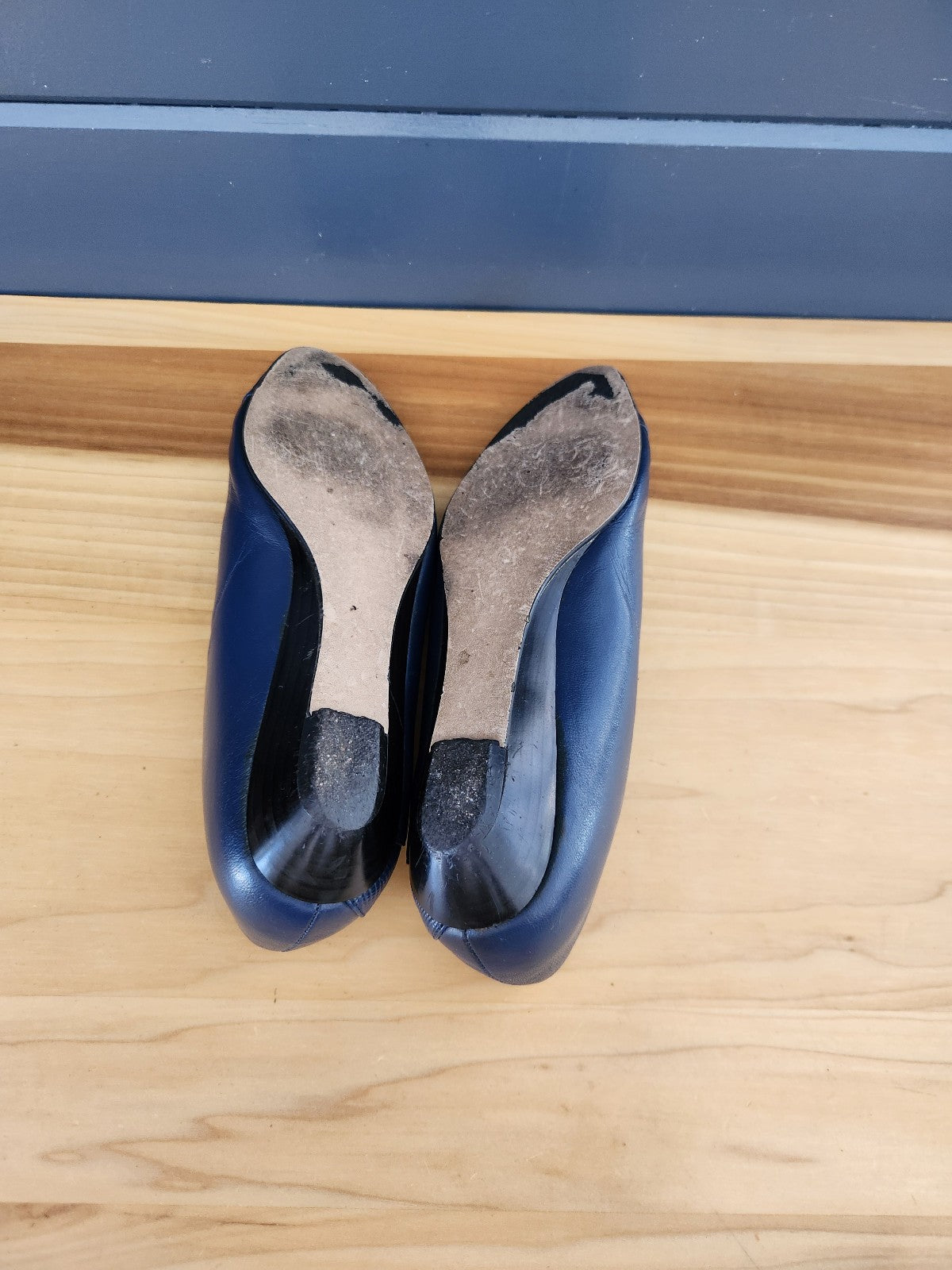 80s Blue Faux Leather Flats