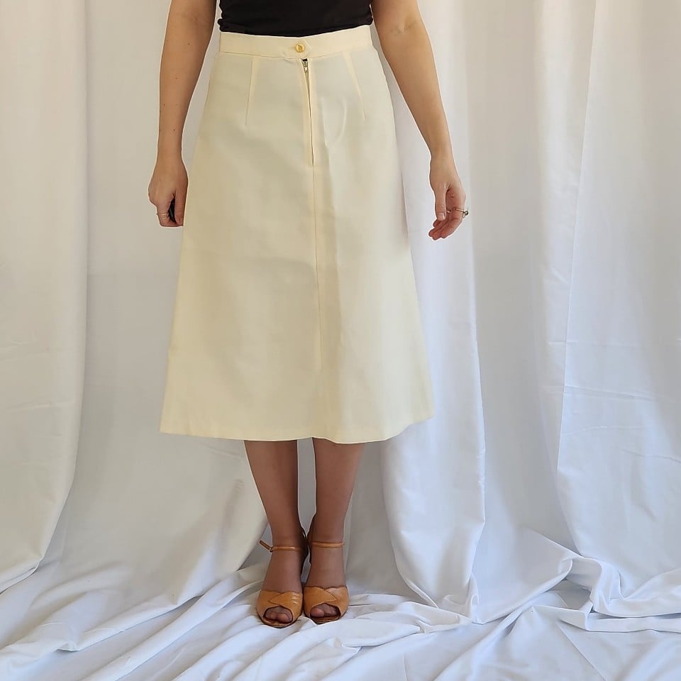 70s/80s Cream Midi Skirt