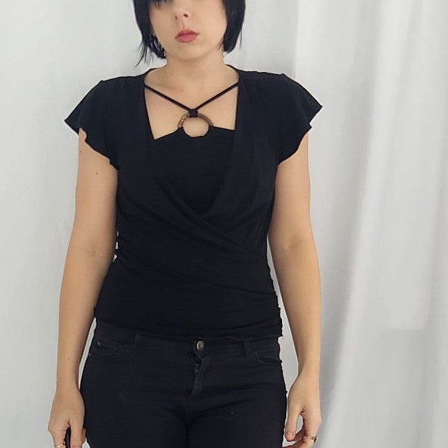 Y2K Black Layered Top