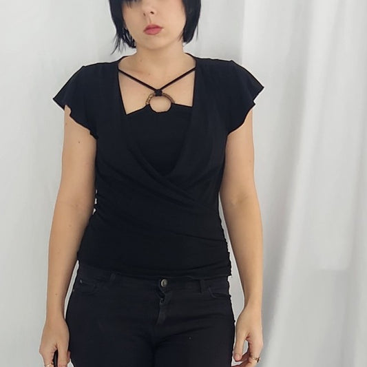 Y2K Black Layered Top