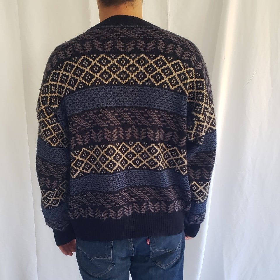 80s/90s Black and Blue Sweater Graphix Acrylic Sweater