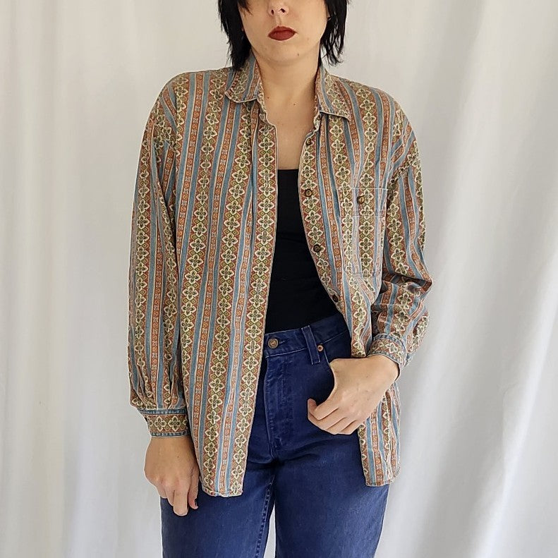 90s 100% Cotton Liz Claiborne Southwest Print Button Down