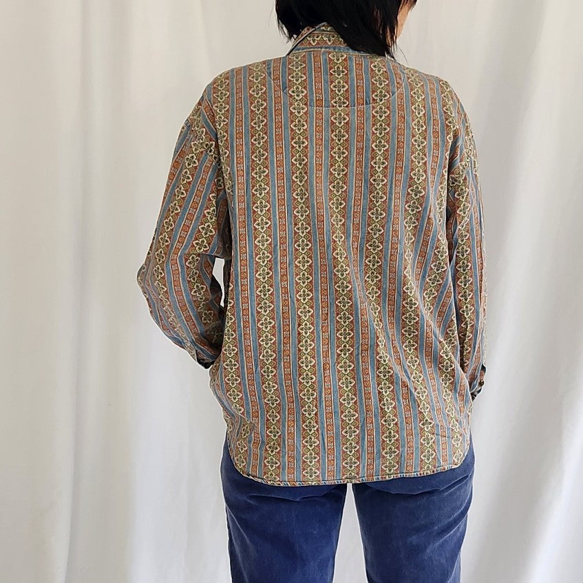 90s 100% Cotton Liz Claiborne Southwest Print Button Down