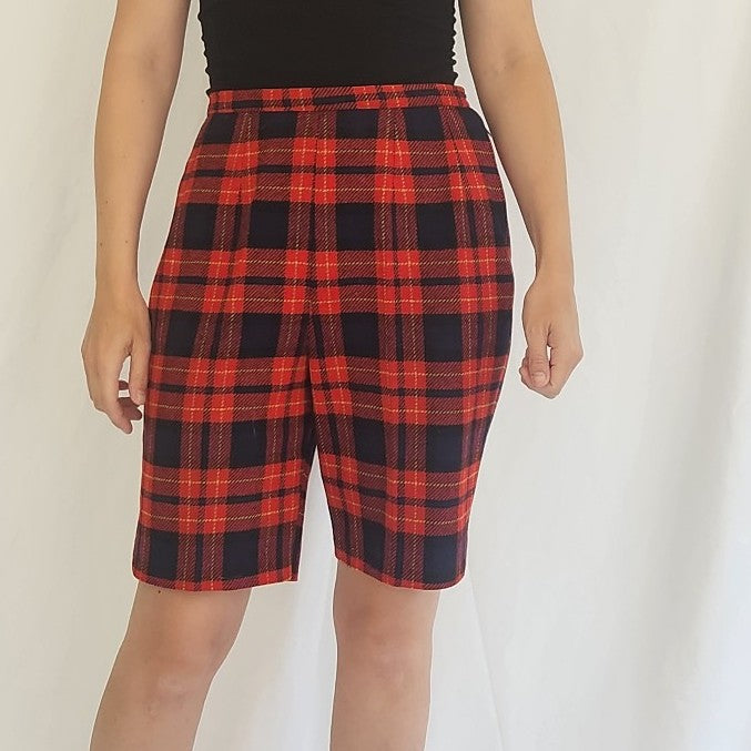 70s Red Plaid Shorts