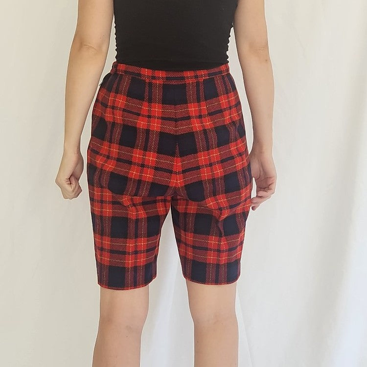 70s Red Plaid Shorts