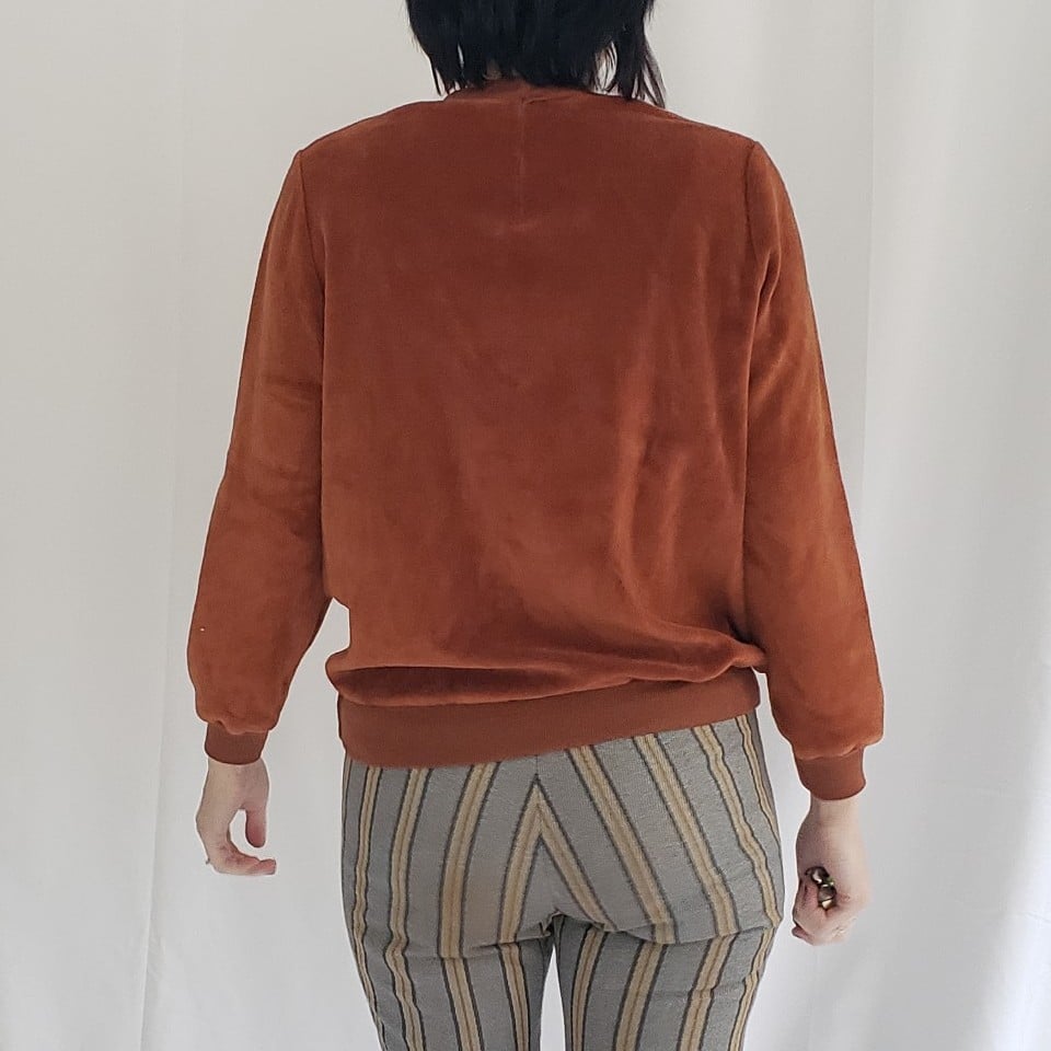 70s Rust Colored Velour Sweatshirt