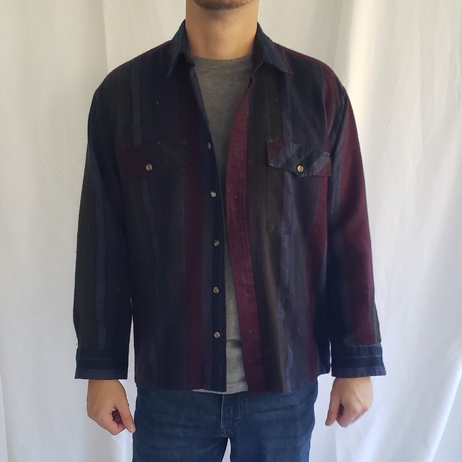 80s/90s Dark Striped Flannel