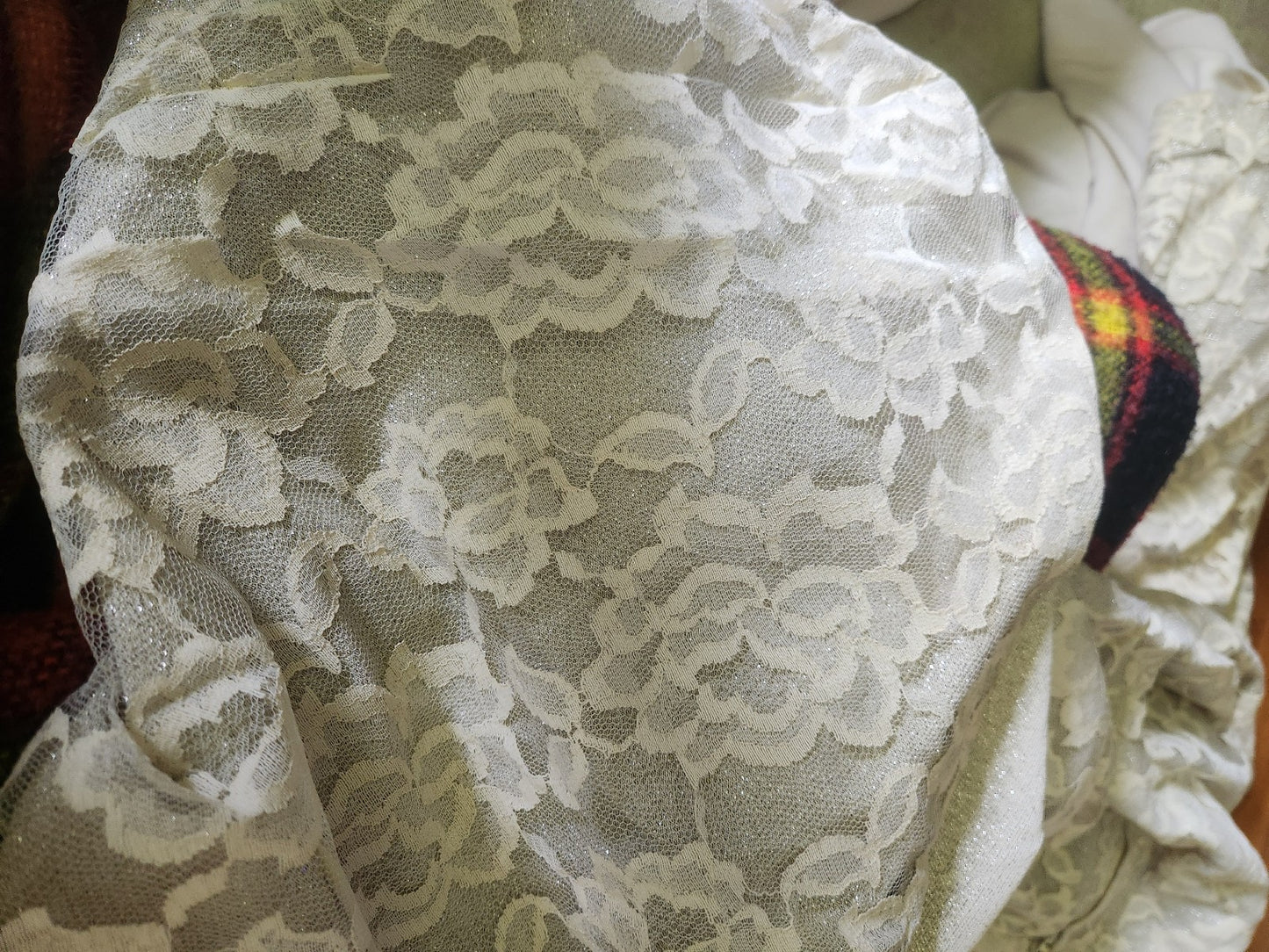 70s Cream Lace Bell Bottoms