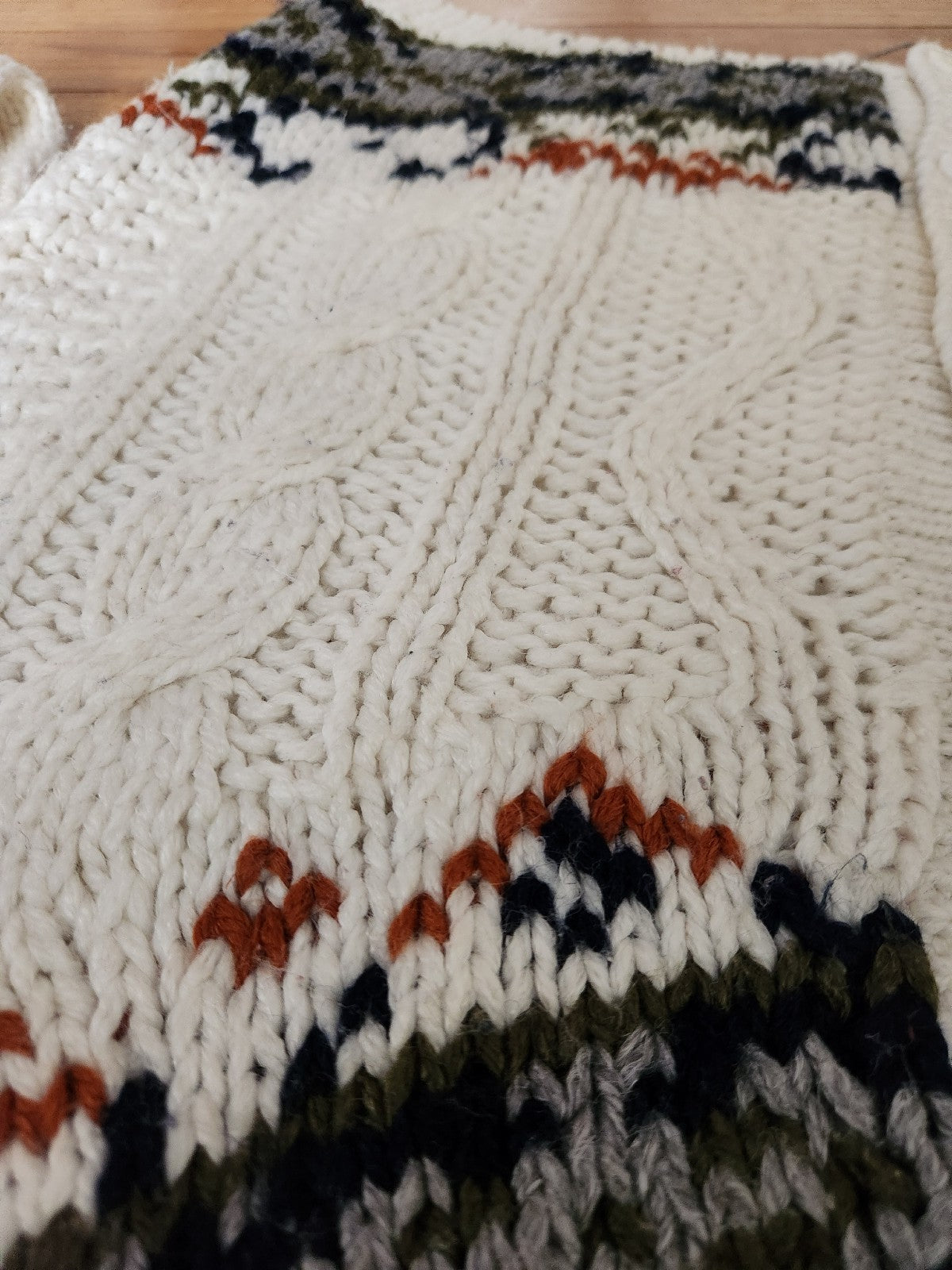 90s Hand Knit White Cardigan