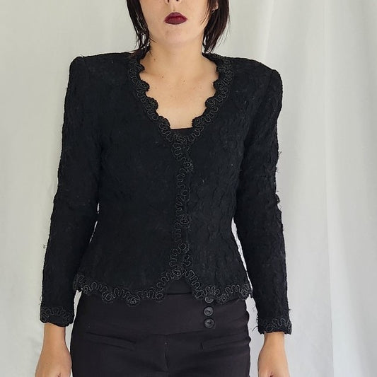 90s Black Lace Princess Blouse