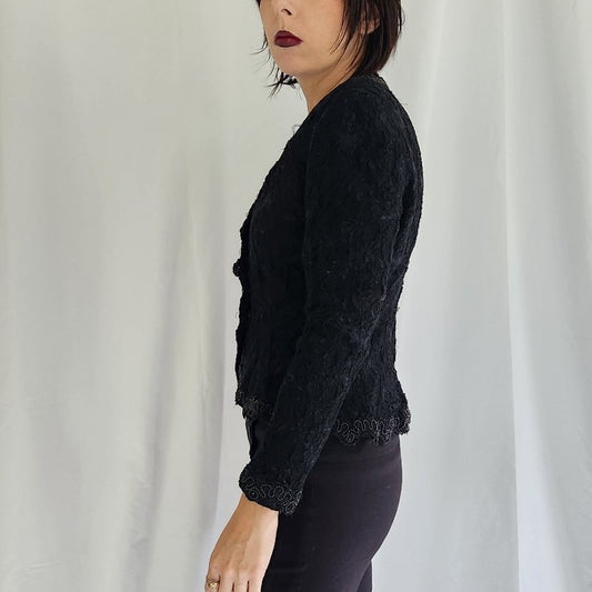 90s Black Lace Princess Blouse