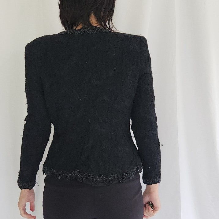 90s Black Lace Princess Blouse