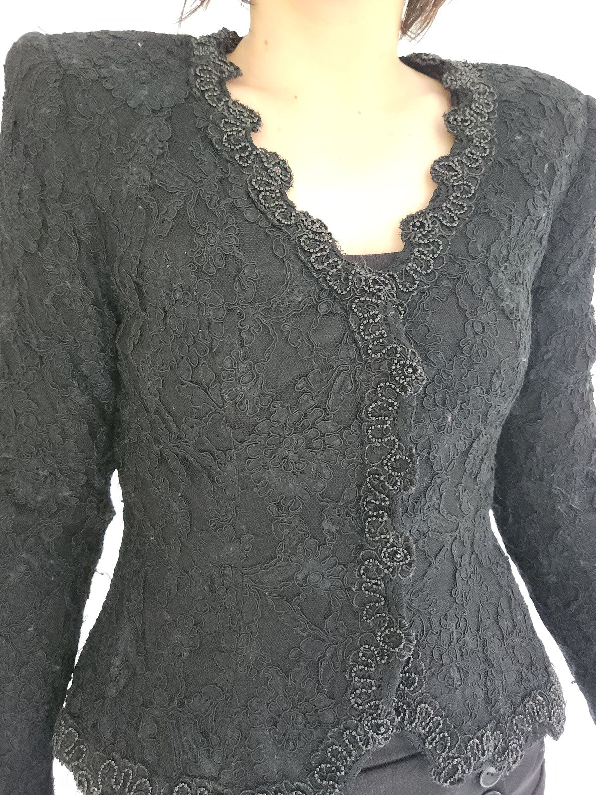 90s Black Lace Princess Blouse