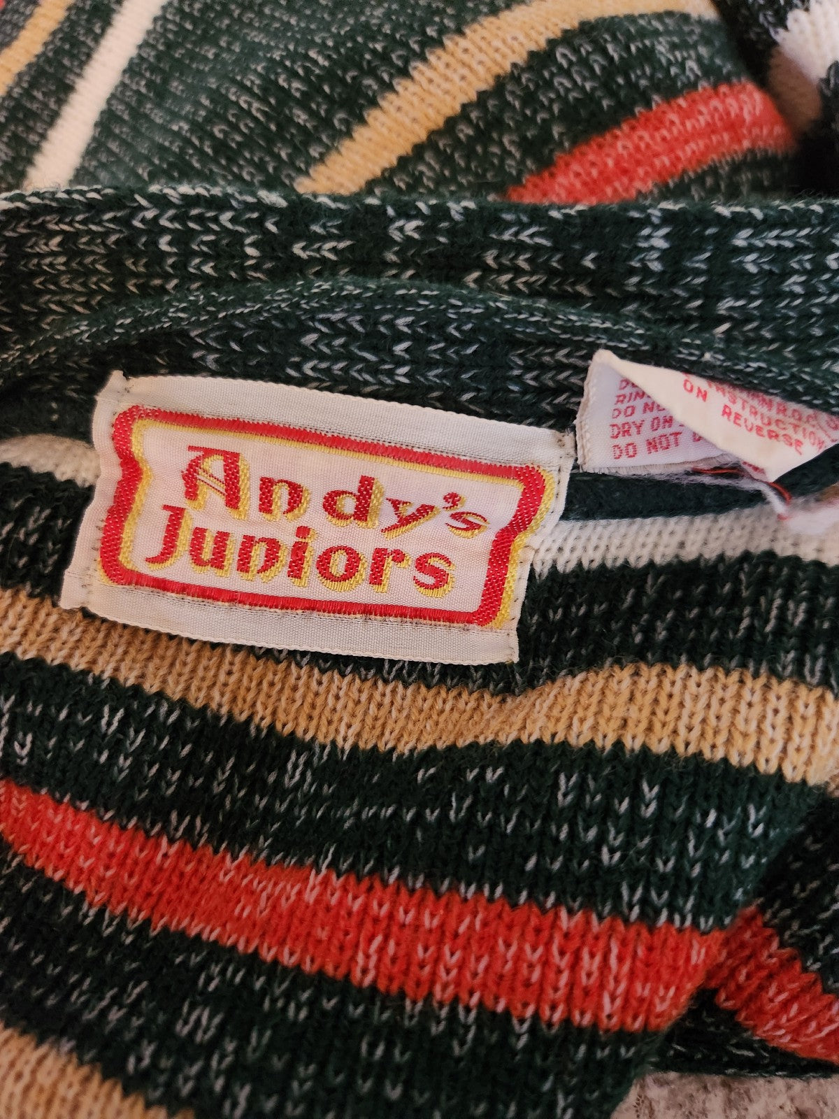 70s Green Striped Cardigan