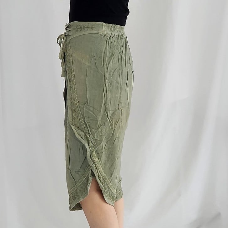 Y2K Green Boho Cropped Pants