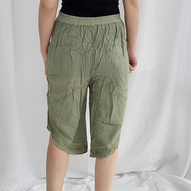 Y2K Green Boho Cropped Pants