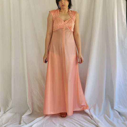 70s Pink Sleeveless Gown