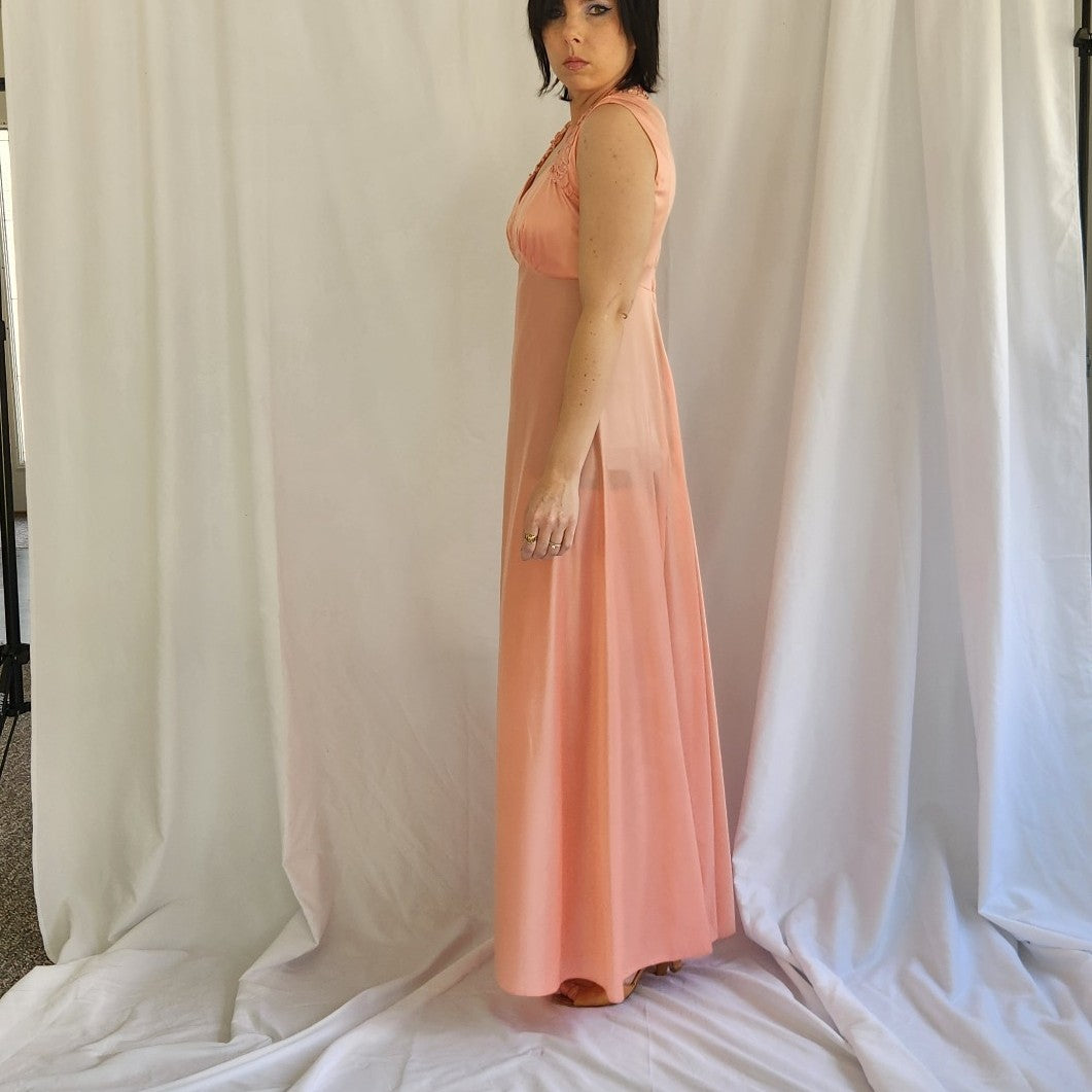 70s Pink Sleeveless Gown