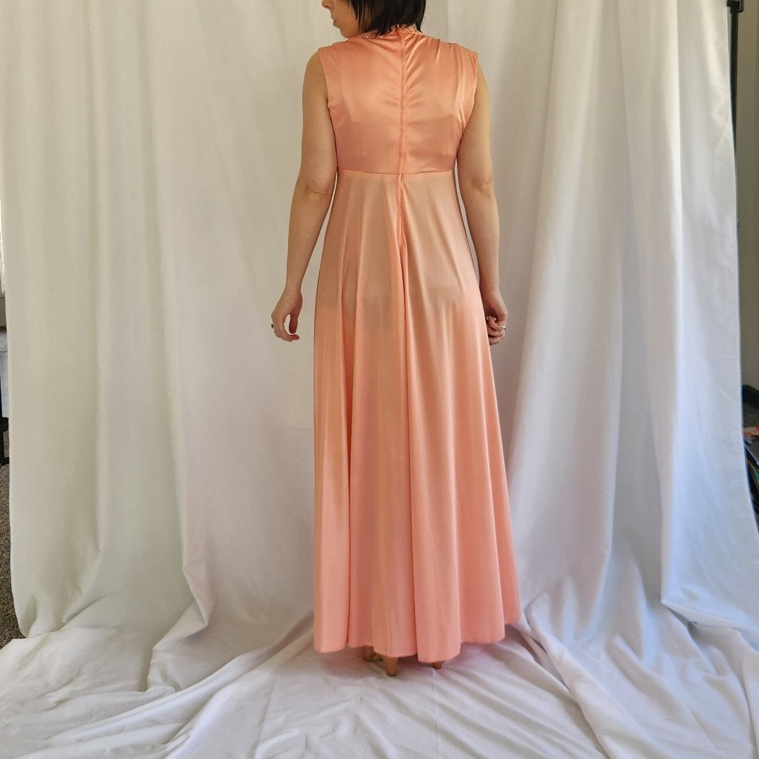 70s Pink Sleeveless Gown