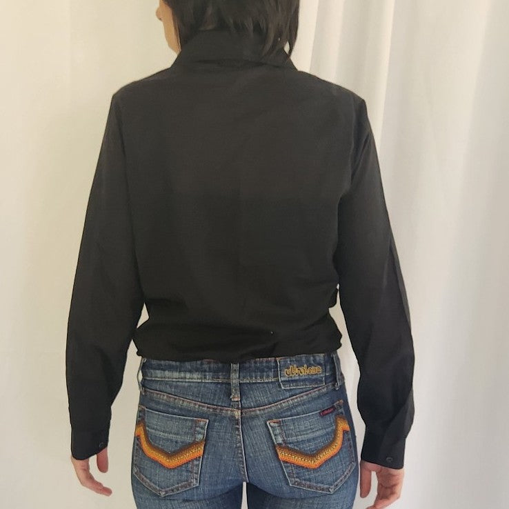 70/80s Black Dagger Collar Button Down