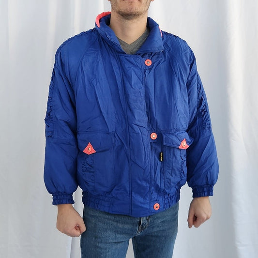80s Blue Nylon Puffer Jacket