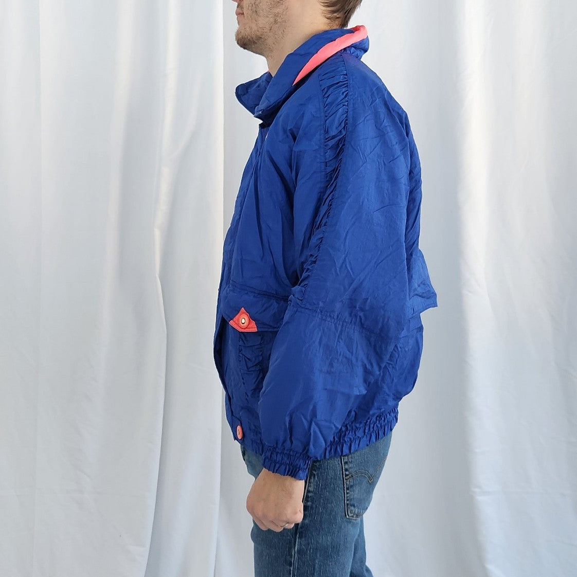 80s Blue Nylon Puffer Jacket