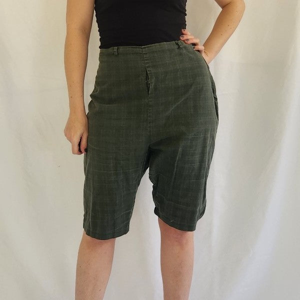60s Home Made Green Plaid Shorts