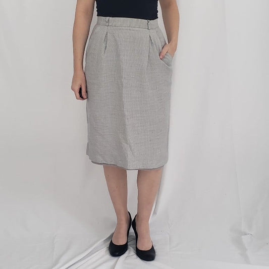 80s/90s Gray and White Plaid Pencil Skirt