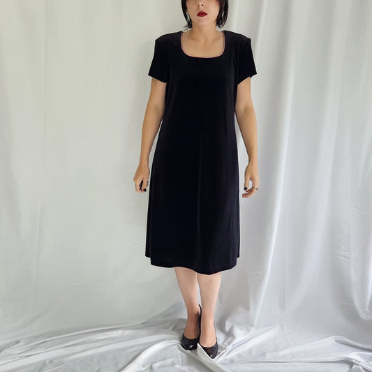 Y2K Black Velvet Knee Length Dress