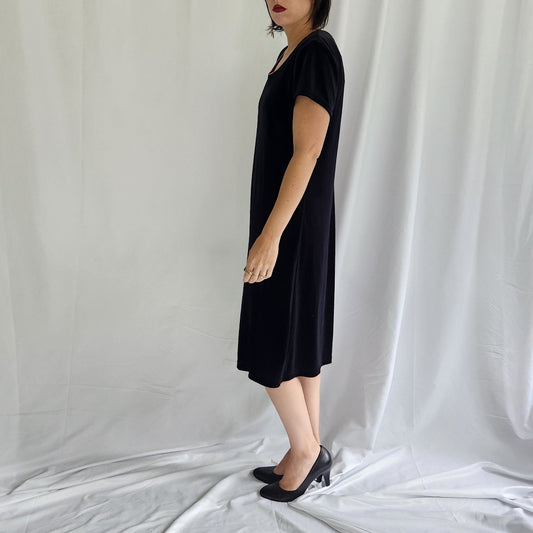 Y2K Black Velvet Knee Length Dress