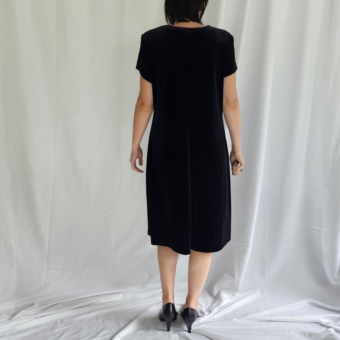 Y2K Black Velvet Knee Length Dress