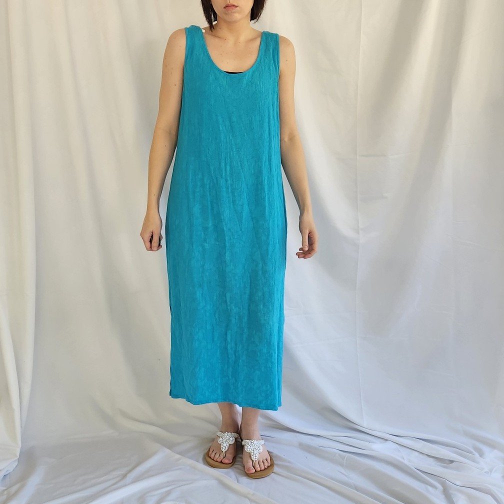 90s Blue Rayon Dress and Top Set