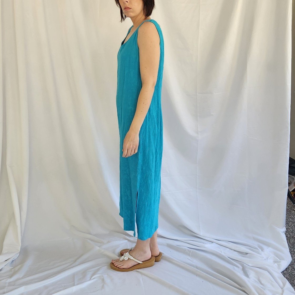 90s Blue Rayon Dress and Top Set
