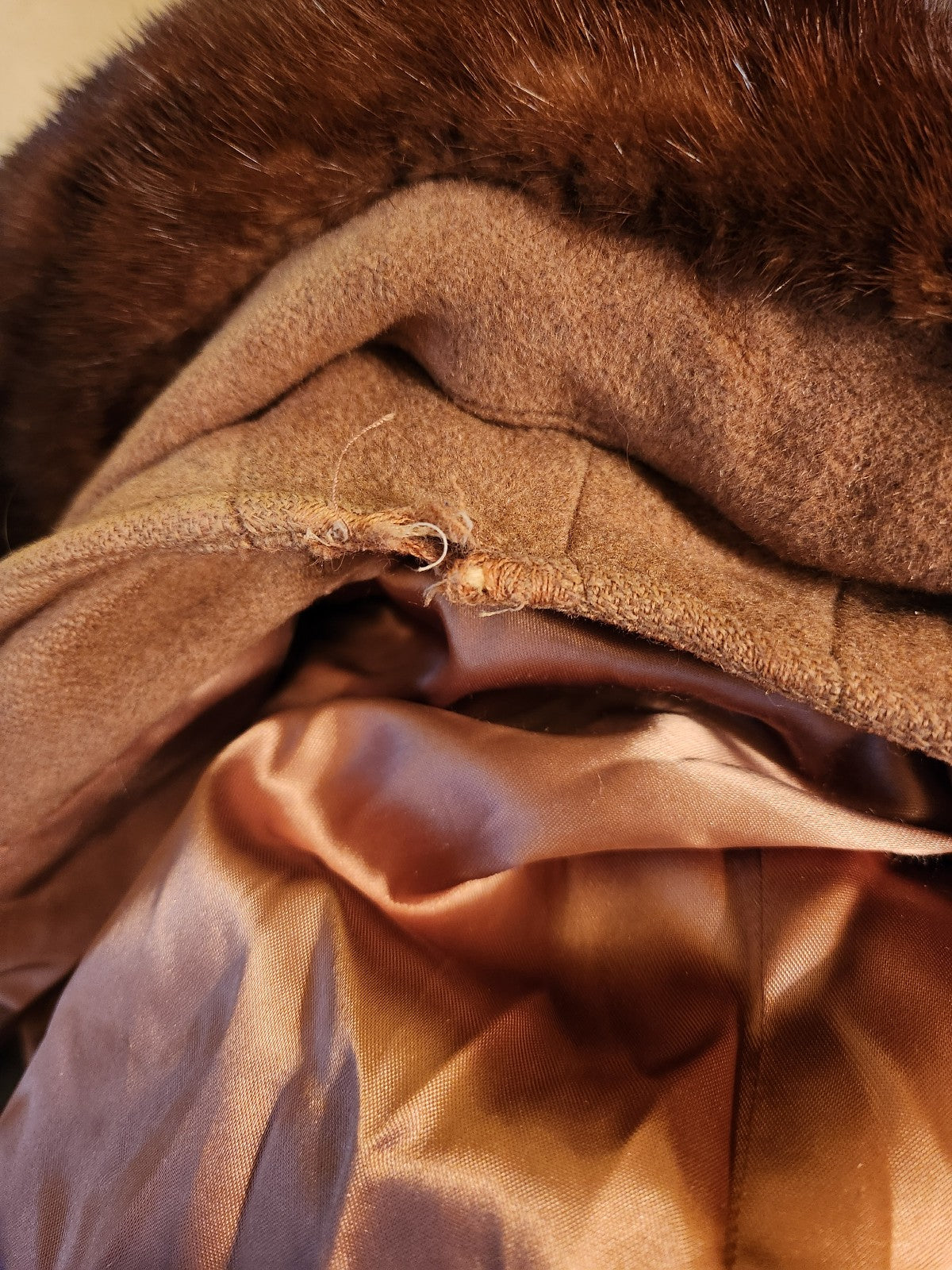 60s Wool Coat with Mink Collar