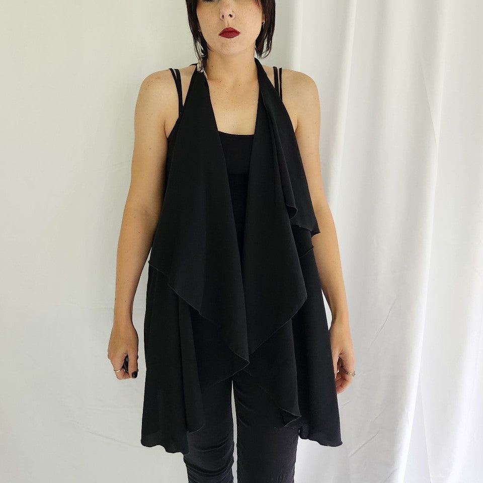 90s Black Flowy Vest