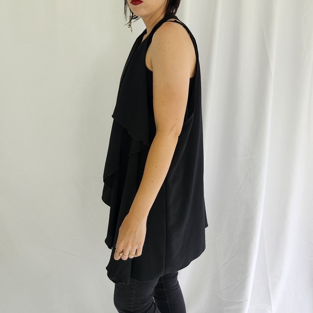 90s Black Flowy Vest